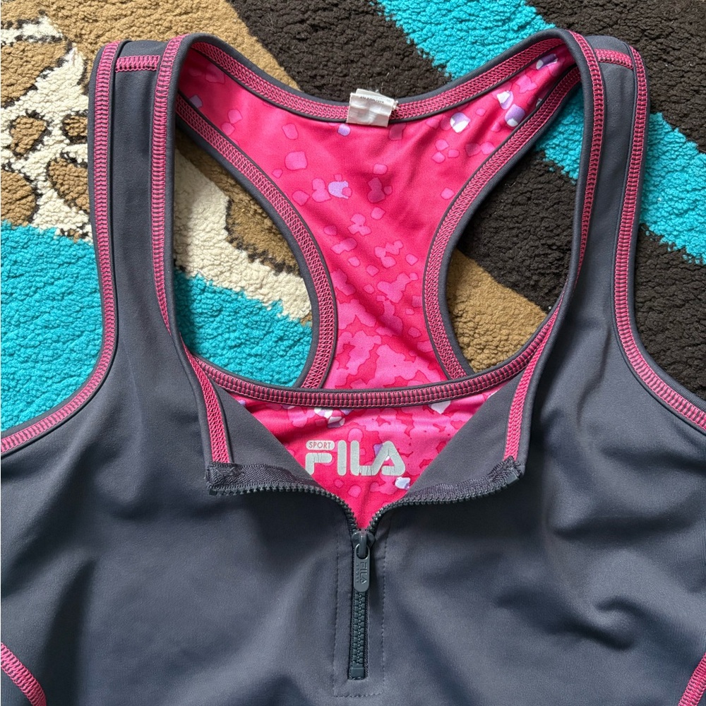 Fila Charcoal and Pink Performance Tank - Picture 3 of 8